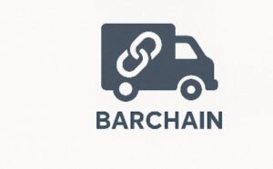کامیون با زنجیرهی لینکشده، اشاره به لجستیک و زنجیره تأمین (supply chain). رنگ خاکستری-آبی حس صنعتی و اعتماد میدهد.
